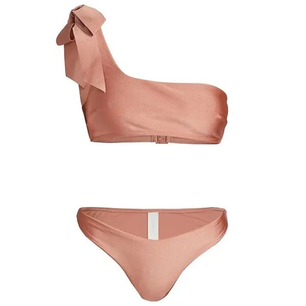 Zimmermann Rose Beige One-Shoulder Bikini